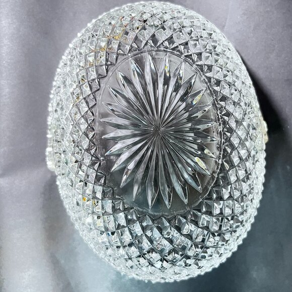 Vtg EAPG Clear Pressed Glass Basket Diamond Pattern Lucite Handle Fruit Candy - Picture 10 of 10